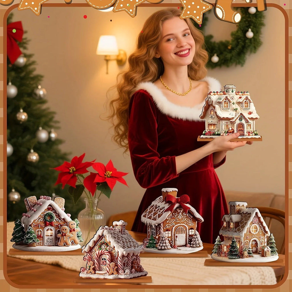 Wooden Gingerbread Village, 5-Piece Set