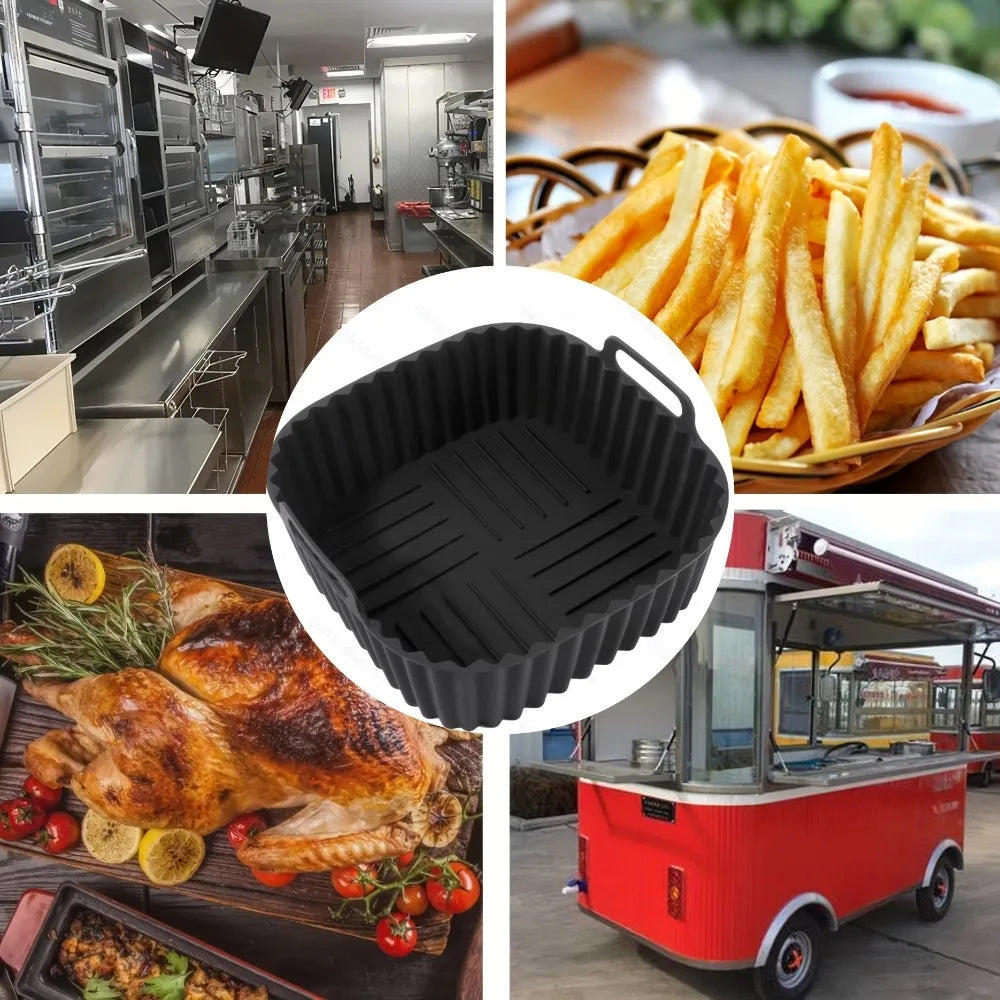 Silicone Air Fryer Basket Liner, Deep Square