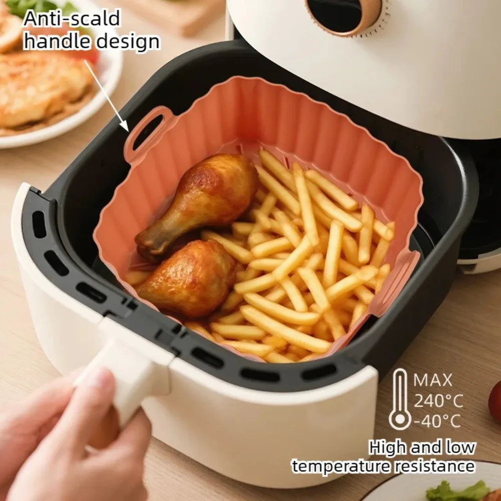 Silicone Air Fryer Basket Liner, Deep Square