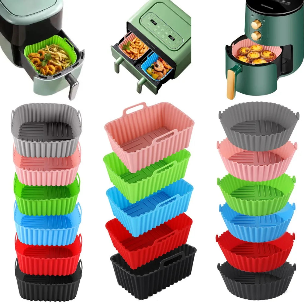 Silicone Air Fryer Basket Liner, Deep Square