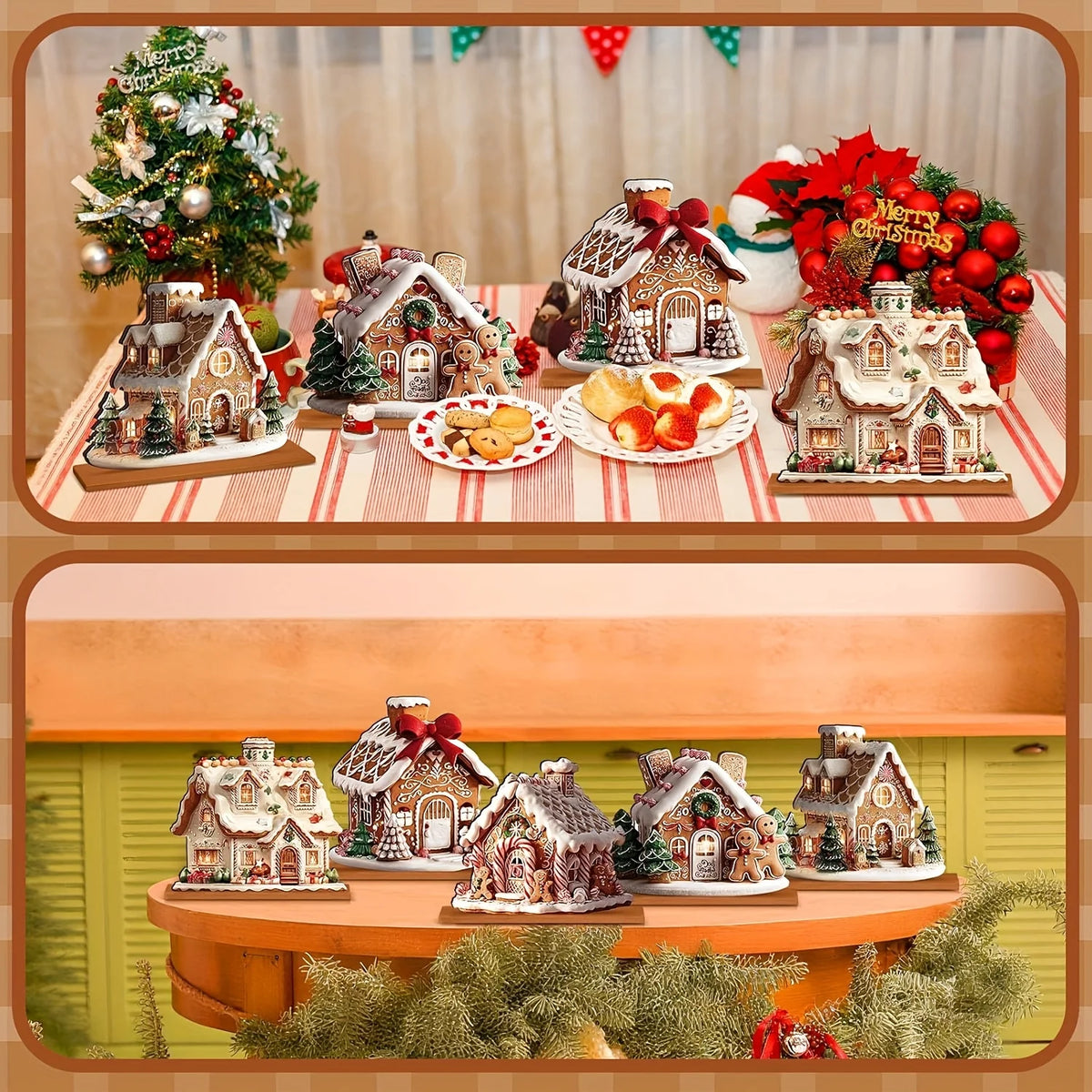 Wooden Gingerbread Village, 5-Piece Set
