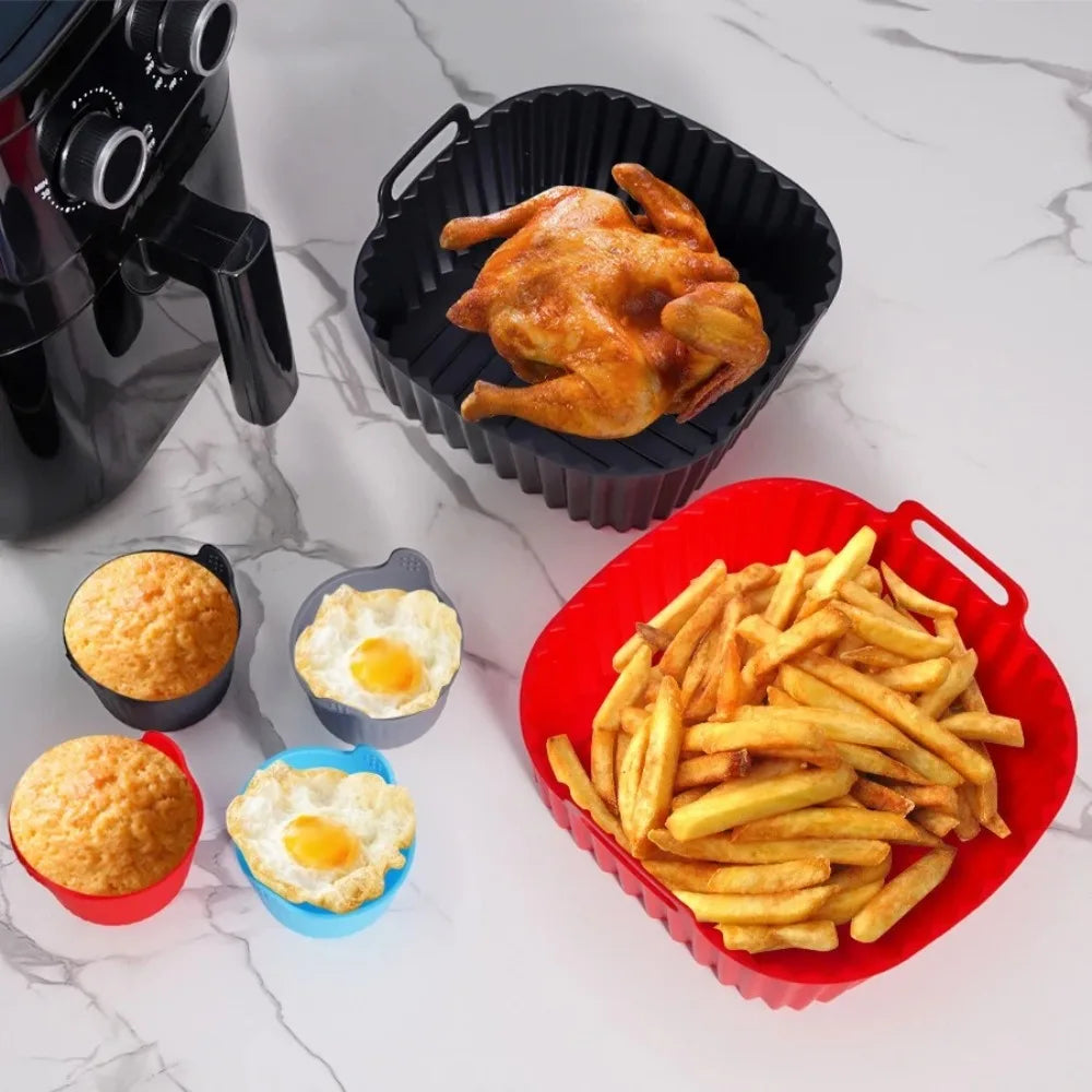Silicone Air Fryer Basket Liner, Deep Square