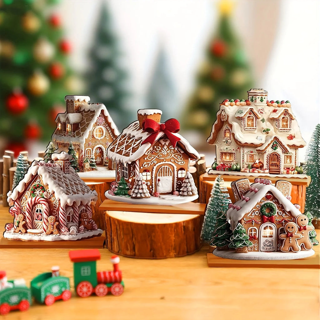 Wooden Gingerbread Village, 5-Piece Set
